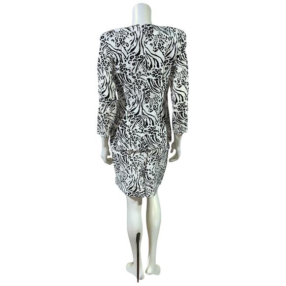 Vintage 80s 3-Piece Animal Print Suit Set Black White Zebra Leopard Small USA - Picture 11 of 16